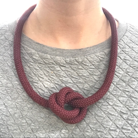 Burgundy long rope necklace multiple ways to wear - Picture 4 of 15